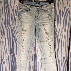 Bebe Light Blue Stressed Jeans Size 27
